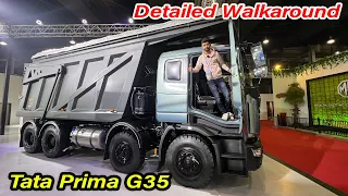 Tata Prima G35K LNG Truck Walkaround - ADAS, AC, Rear Wheel Steering 😍