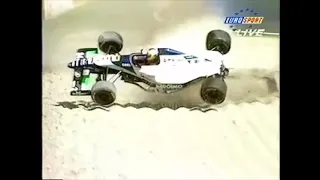 1995 F1 Italian GP-Q2 -  Luca Badeor huge crash at Ascari chicane