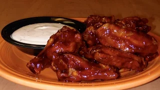 Spicy Bourbon BBQ Hot Wings w/ Blue Cheese Dip