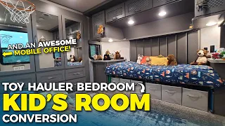 TOY HAULER CONVERSION - Momentum 395MS Mobile Office & Kid Room Tour!