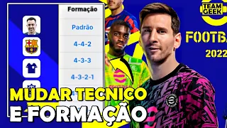 COMO TROCAR DE FORMAÇAO E TECNICO NO EFOOTBALL MOBILE