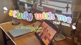 [2 HOURS] study with me ☁️ real-time 45/20 animedoro | background noise + lofi music ✨