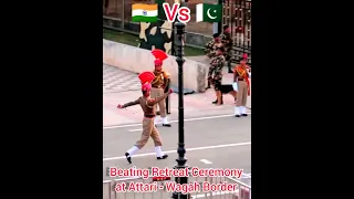 Attari - Wagah Border 🇮🇳 Vs 🇵🇰 Lowering of the Flag Ceremony with Fight Today#shorts #fight