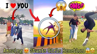 Tik Tok Stunts On Public Reaction🤯 | Flips In Public Girls reaction 😍 #flip #publicreaction #stunt