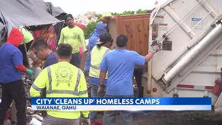 Oahu city crews clean up homeless encampments