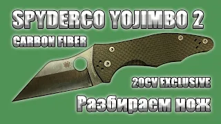 Spyderco Yojimbo 2 carbon fiber CPM 20CV EXCLUSIVE | Разбираем нож | Обзор