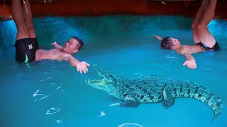 I Build Underground Tunnel Water Slide Park Into Swimming Pool house With Crocodile