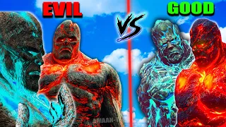 EVIL LAVA GOD & ICE GOD Fights GOOD LAVA GOD & ICE GOD GIANT TITAN in GTA 5 Mods | SUN GOD SHINCHAN