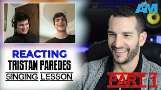 VOCAL COACH reacts to TRISTAN PAREDES giving a singing lesson