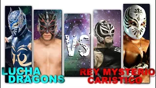 WWE Lucha Dragons vs Rey Mysteio and Sin Cara "MATAFAKA" HD