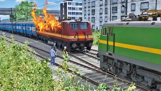 Two Trains on Same Railway Tracks Due to Track Fault -:- Emergency Brakes Applied - Train Simulator