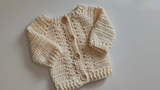 Crochet #47 How to crochet baby cardigan with fans / Part 1
