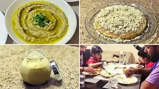 Quick Dinner Vlog / Moutabel or Baba Ganoush / Tahina sauce / Bread Kunafa on Stove / Chicken Fry