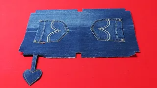 DIY하트 손잡이 클러치백 만들기!/Heart Handle Clutch Bag Tutorial/ with old jeans