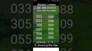 Kerala Lottery KN --358  Best ABC Numbers Today - 4 - 3 -2021.