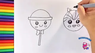 How to draw cute lollipops 🍭 step by step/ vẽ kẹo que dễ thương