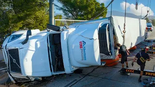 Albertsons Semi Roll Over Crash on Freeway!
