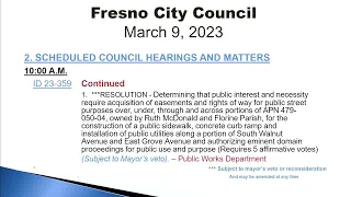 Fresno City Council Meeting 3/9/23