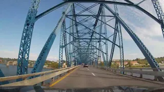 Driving on The Quincy Memorial Bridge Across Mississippi River from Missouri to Illinois