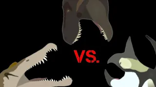 eotriceratops vs spinosaurus vs tyrannosaurus-rex.                         (Sticknodes animation)