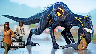 Jurassic World Evolution - Indoraptor BATMAN, T-REX Spiderman, Indominus VENOM, Giga IRONMAN Fight!