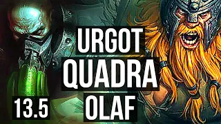 URGOT vs OLAF (TOP) | Rank 2 Urgot, Quadra, Godlike, 7/2/4 | TR Grandmaster | 13.5