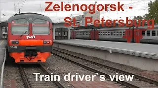 Train Driver's View : Zelenogorsk - St.Petersburg ( Cab ride ) Russia