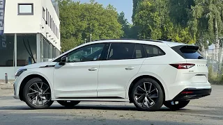 Skoda NEW Enyaq Sportline 2022 IV80 in 4K Moon White Metal 20 Inch Vega Walk Around & Detail inside