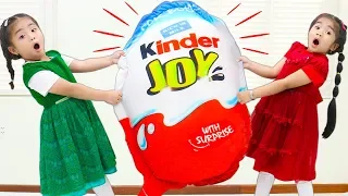 Suri & Annie Go On Giant Chocolate Kinder Joy Surprise Egg Hunt for Kids