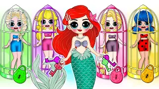 Ariel Mermaid Save Ladybug, Rapunzel, Peach Princess & Elsa | 30 BEST DIYs Paper Crafts
