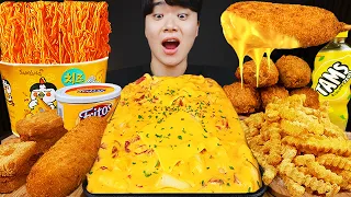 ASMR MUKBANG | RICE CAKE Tteokbokki, Fire Noodles, fried chicken, hot dog korean eating sound !