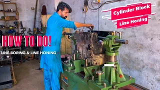 Tractor Engine Block Boring and Honing  || 4 Cylinder Engine Block Line Aligning and Bore Welding