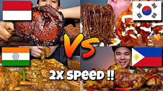 2x speed!!🔥Famous Mukbangers From Different Countries🇰🇷🇵🇭🇮🇩🇮🇳🇬🇧 Fast motion Eating #mukbang #asmr