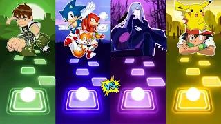 Ben 10 vs 2 Phut Hon vs Pikachu vs Sonic Team | Tiles Hop EDM Rush