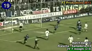 Filippo Inzaghi - 156 goals in Serie A (part 1/4): 1-44 (Parma, Atalanta, Juventus 1995-1998)