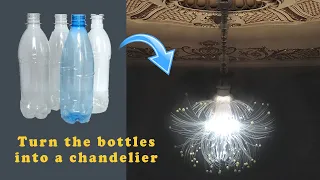 Recycled Plastic bottles Made Into A Beautiful Chandelier, Easy DIY Project