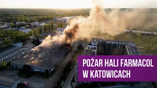 Pożar hali Farmacol w Katowicach