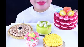 ASMR EATING MOUSSE, CUPCAKE, RED VELVET CAKE (NO TALKING)