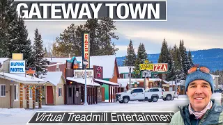 Winter Walking Tour on Edge of Yellowstone: West Yellowstone Virtual City Tour - 4K City Walks