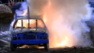 Demolition Derby Car Gas Tank Catches Fire