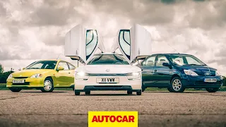 Volkswagen XL1 meets Honda Insight Mk1 and original Toyota Prius | Autocar