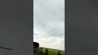 Ka 52 Alligators low flying over Russian troops