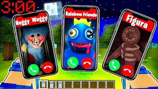 NIE ODBIERAJ TELEFONU OD HUGGY WUGGY, RAINBOW FRIENDS, FIGURA z DOORS O 3 w NOCY w MINECRAFT !