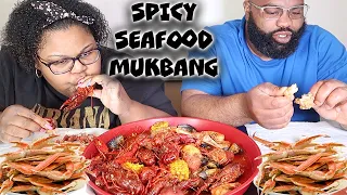 SPICY CRAWFISH, SNOW CRAB LEGS, SHRIMP & MUSSELS MUKBANG| prissy p| prgang| seafood boil