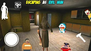 Evil Nun Banke Kiya Helicopter Escape | Escaping As Evil Nun With Doraemon & Friends In Granny 2 |