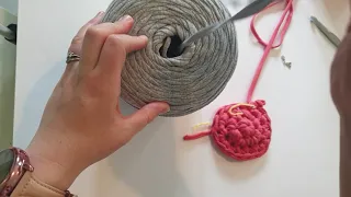 How to crochet a basket with Tshirt yarn English
