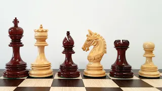 Indian Chetak II Customized Staunton Triple Weighted Wooden Chess Pieces in Bud Rosewood  - 4.2"