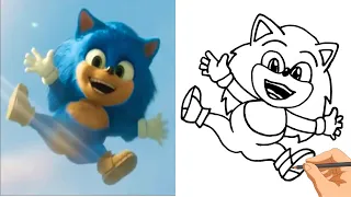 How to draw SONIC The Hedgehog Little Baby - game animation movie 2020