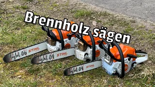 Brennholz sägen mit Stihl MS 400C, Stihl MS 261C & Stihl MS 212