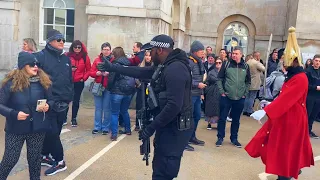 LEAVE! Armed Policeman Furious At Rude Tourist At Kings Guard Hall.